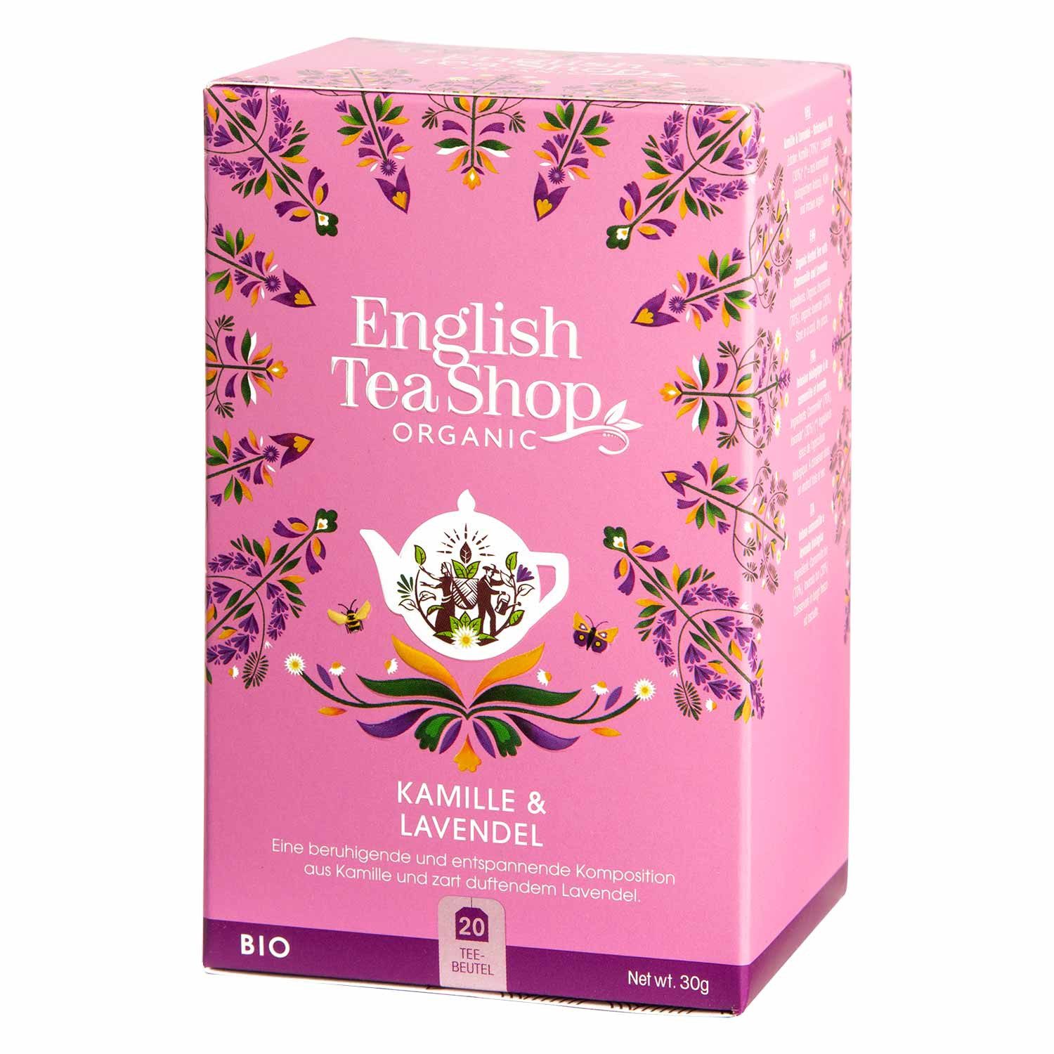 English Tea Shop Tee Kamille & Lavendel, BIO, 20 Teebeutel, Milder Tee. Beuhigend.