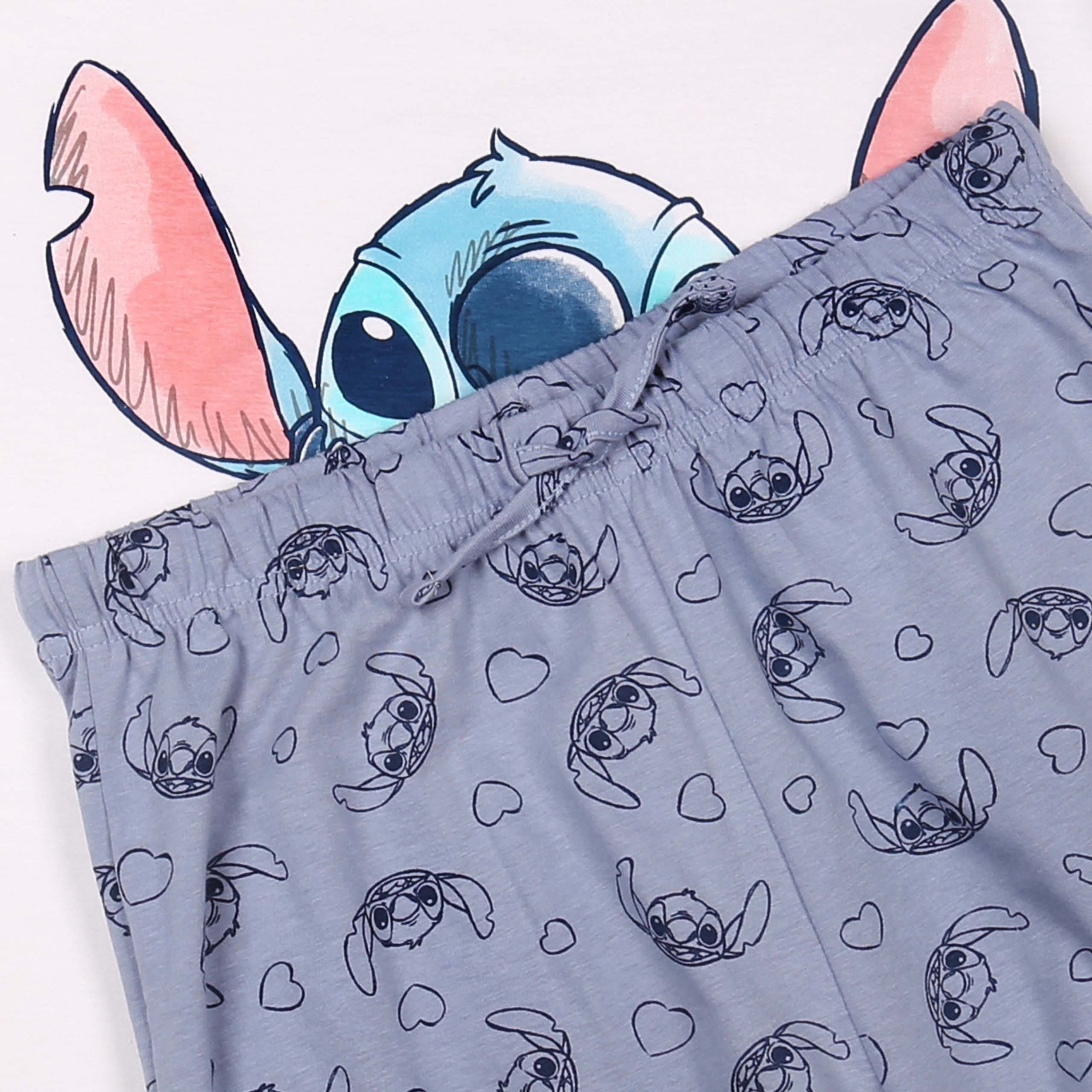 Disney Schlafanzug DISNEY Stitch Damen-Pyjama aus Baumwolle – kurzarm, zweiteilig – Bild 4 von 5