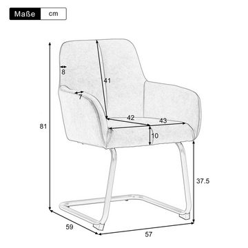 BlingBin Esszimmerstuhl Sessel (2 St), mit gewölbten Stahlfüßen, minimalistischer Freizeitstuhl