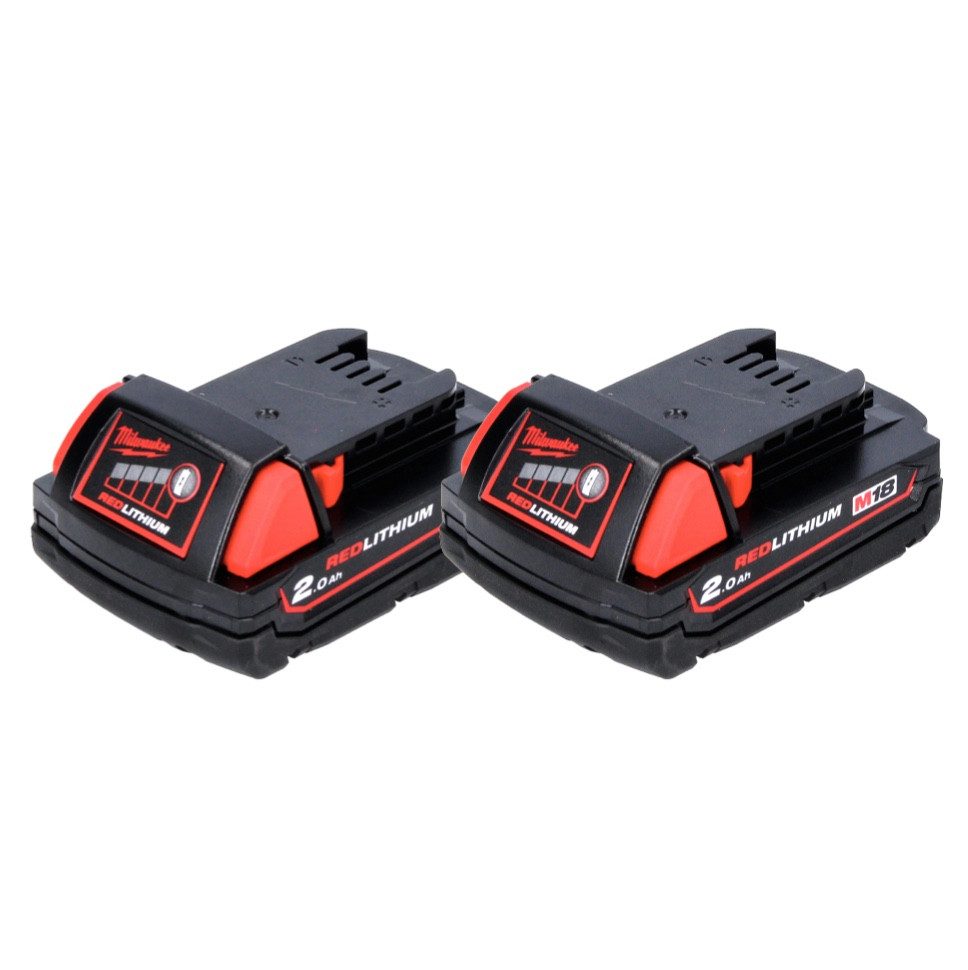 Milwaukee M18 B2 Akku Set 18 V 2x 2,0 Ah / 2000 mAh RED Li-Ion (2x 4932430062) Akkupacks
