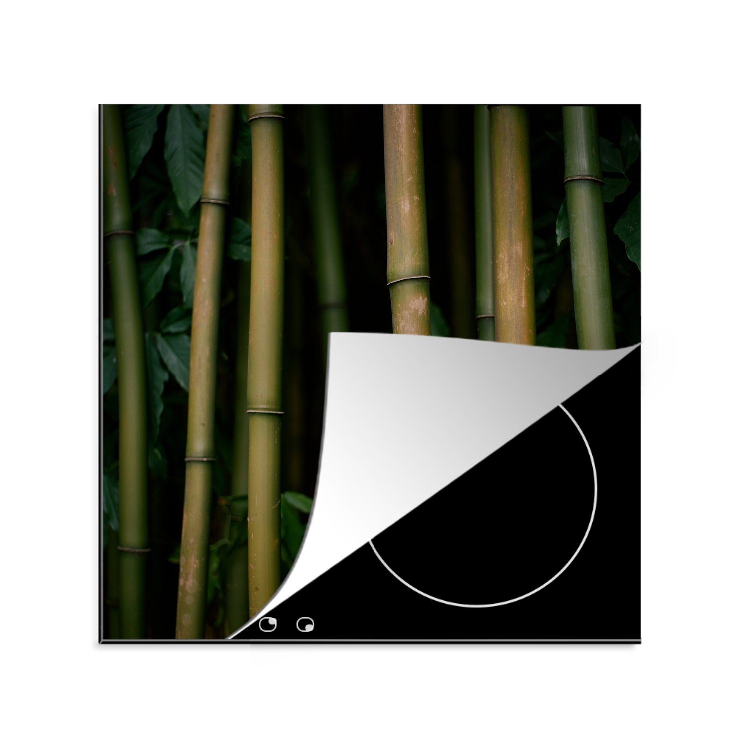 MuchoWow Herdblende-/Abdeckplatte Bambus in der Nacht, Vinyl, (1 tlg), 78x78 cm, Ceranfeldabdeckung, Arbeitsplatte für küche