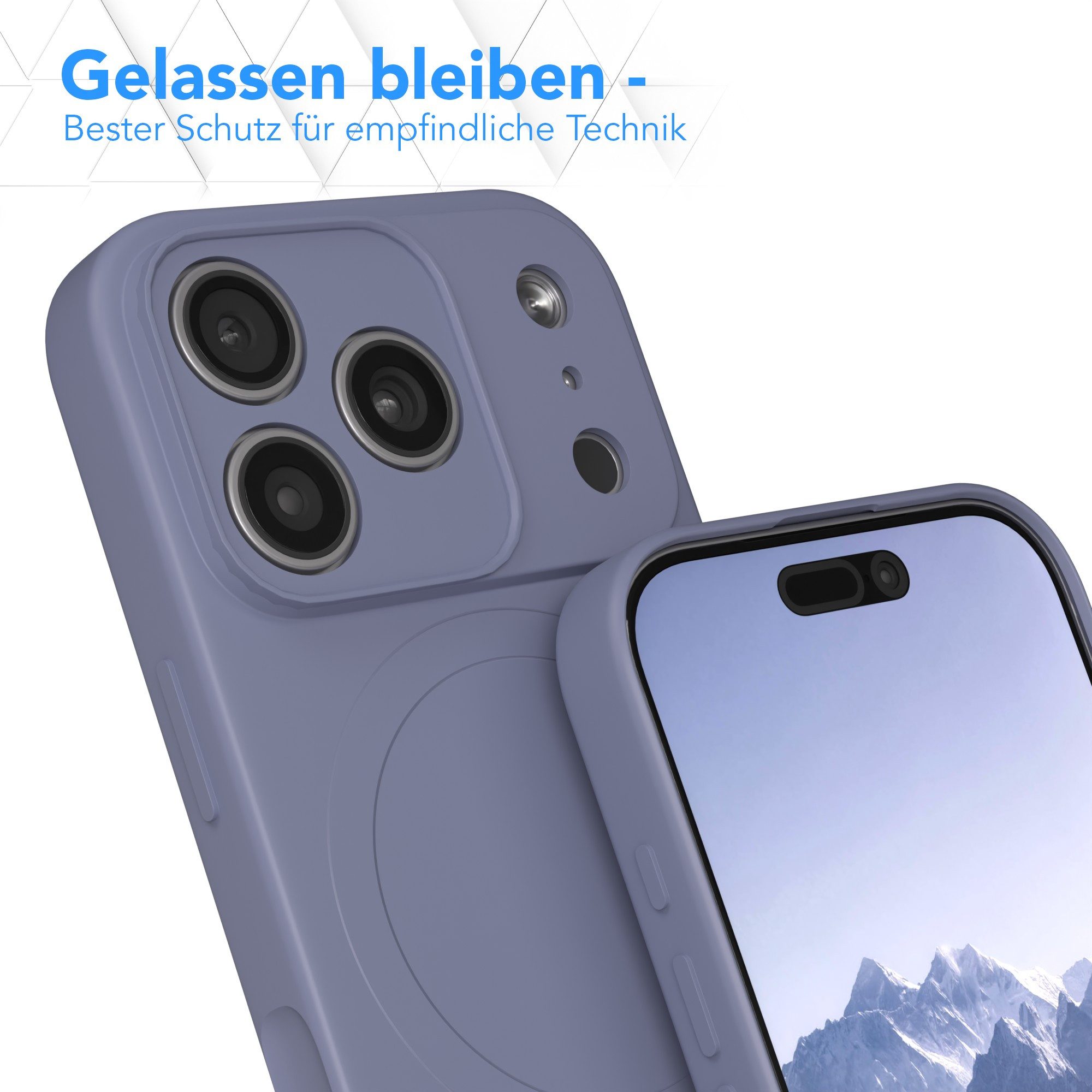 EAZY CASE Handyhülle für Apple iPhone 17 Pro Hülle Silikon 6,3 Zoll, Backcover MagSafe rutschfestes Soft-Touch Silikon matt Stahlblau – Bild 4 von 5