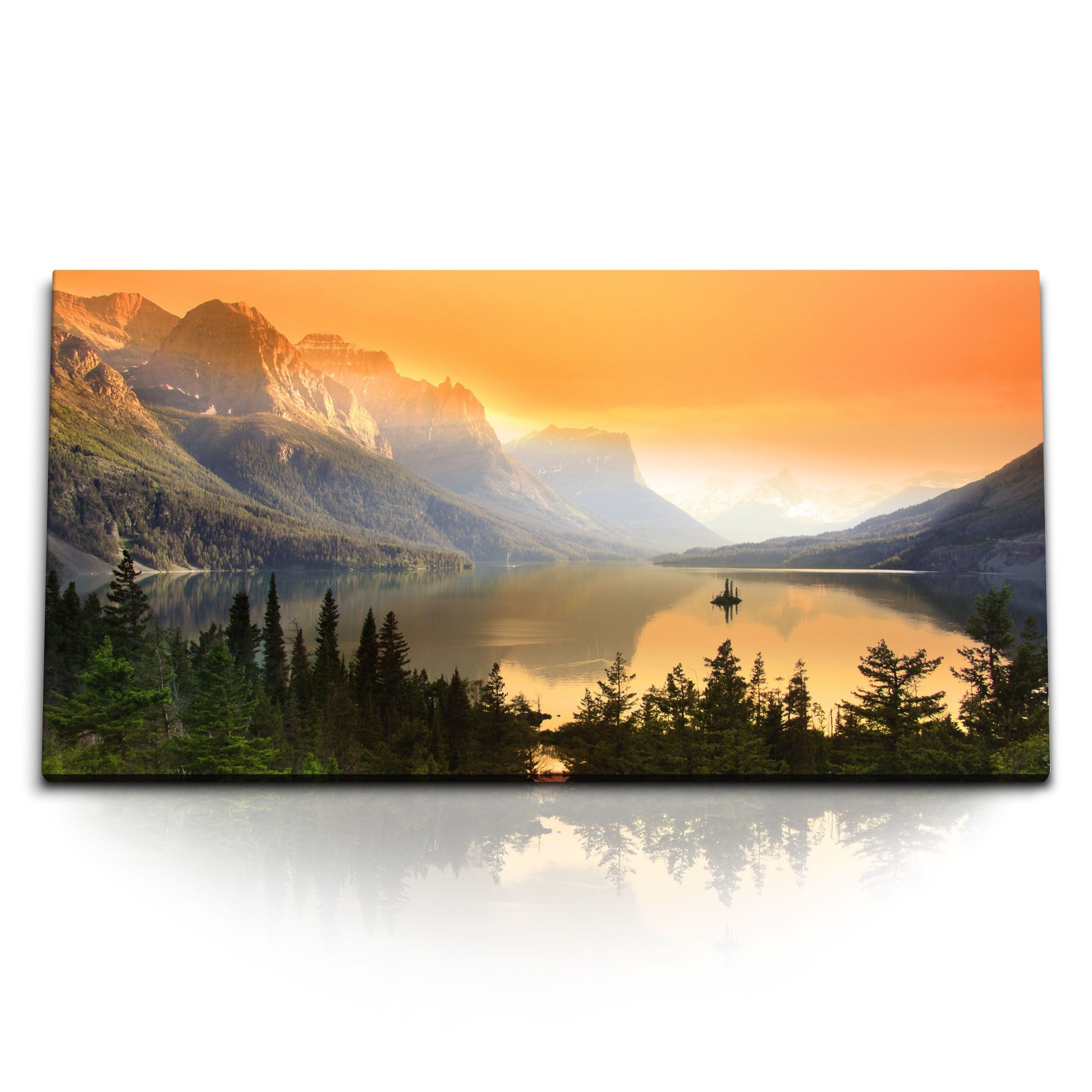 Leinwandbild Kunstdruck Bilder 120x60cm Insel St. Mary Lake Glacier National Park M