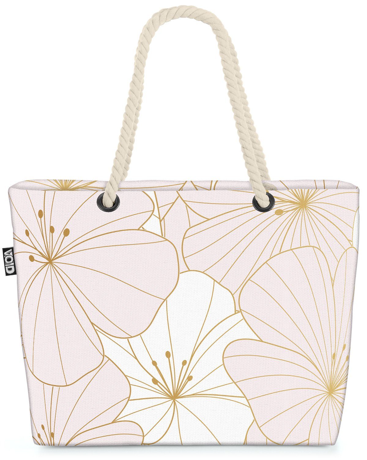 VOID Strandtasche (1-tlg), Wildblumen Grafik Blumen geblümt blumen weiss gold blüten blumenmuste | Strandtaschen