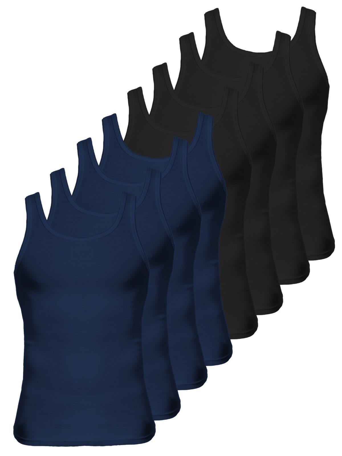 KUMPF Achselhemd 8er Sparpack Herren Unterhemd Bio Cotton (Spar-Set, 8-St) - schwarz navy