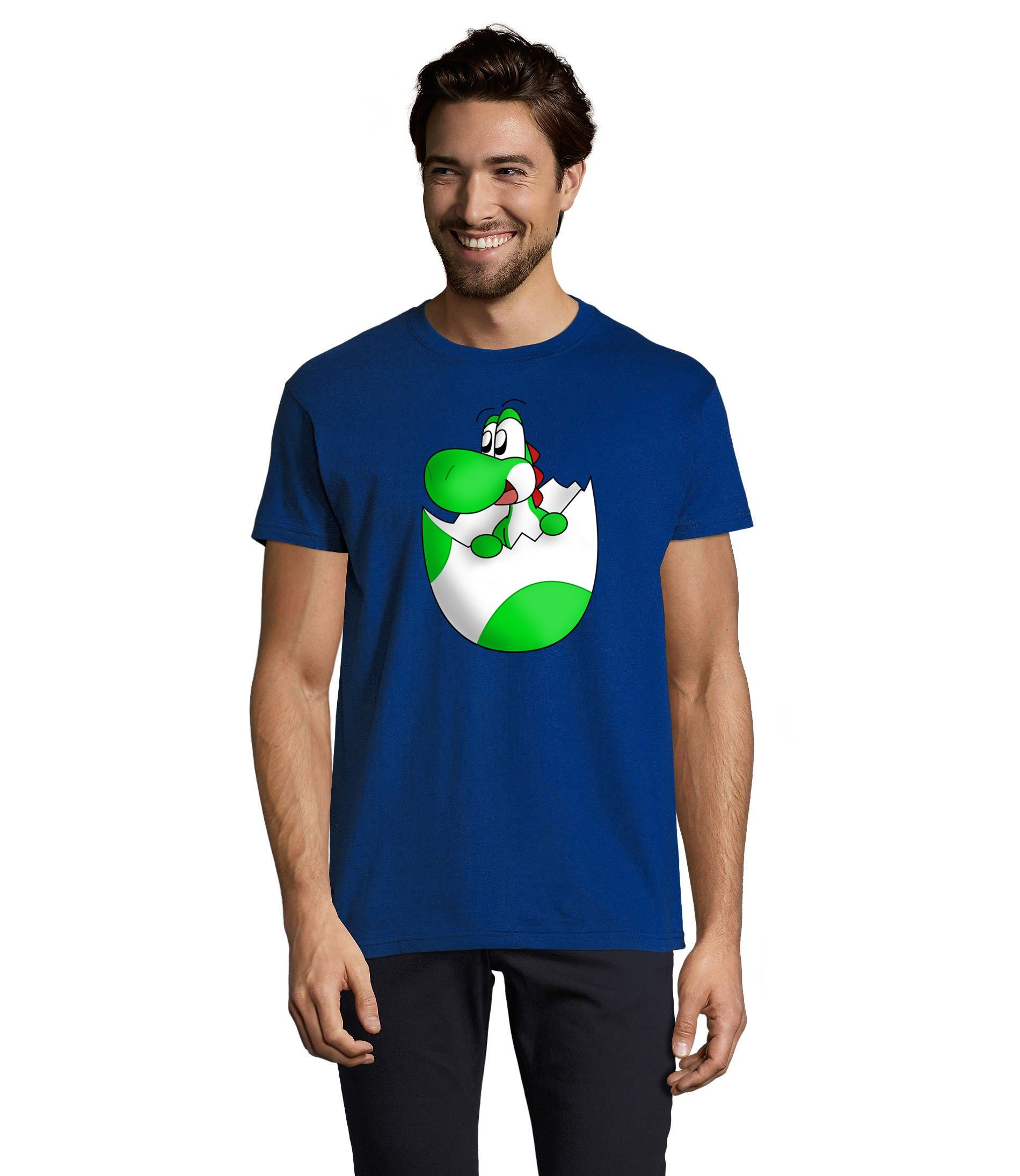 Yoshi Brownie Konsole Nintendo Baby Gaming T-Shirt Blau & Spiel Mario Blondie Ei Herren