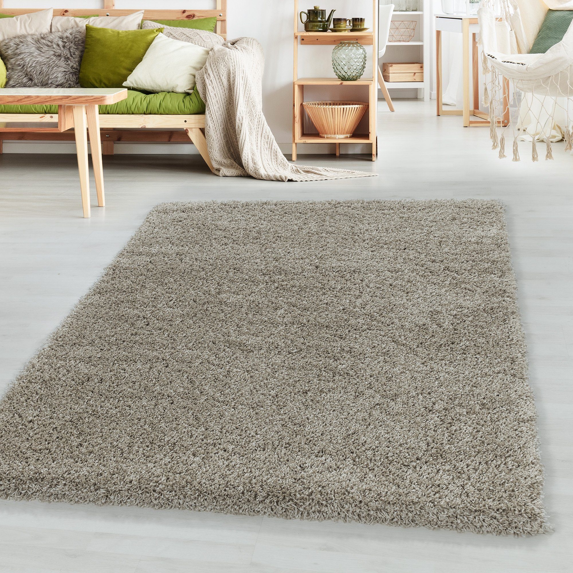 SIMPEX24 Teppich Unicolor - Einfarbig, Läufer, Höhe: 30 mm, Einfarbig Shaggy Teppich Wohnzimmer Langflor Versch. Farben und Größen