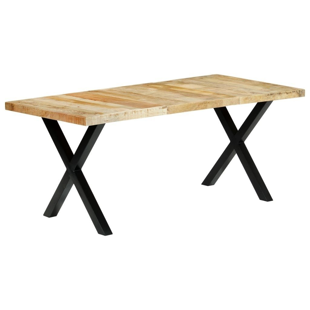 möbelando Esstisch Hummeltal (L/B/H: 180x90x76 cm), aus Echtholz in holzfarbene Tischplatte + schwarze Beine