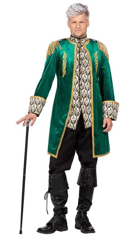 Karneval-Klamotten Kostüm Parade Frack Herren Hochwertig Samt grün gold, Sh günstig online kaufen