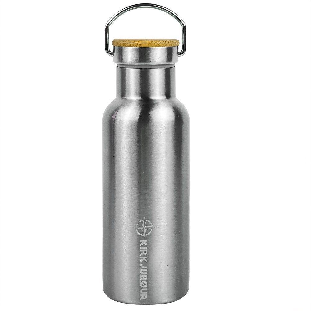 KIRKJUBOUR Trinkflasche "Eisur" Edelstahl Trinkflasche, mit Teesieb und Vollmanteldichtung
