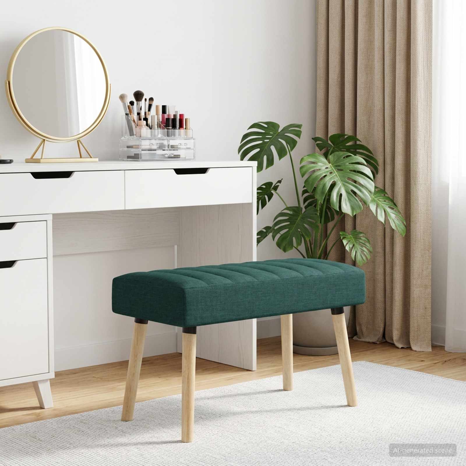 vidaXL Sitzbank Kanalgepolsterte Bank Dunkelgrün 80 x 40 x 46 cm Stoff (1-St)