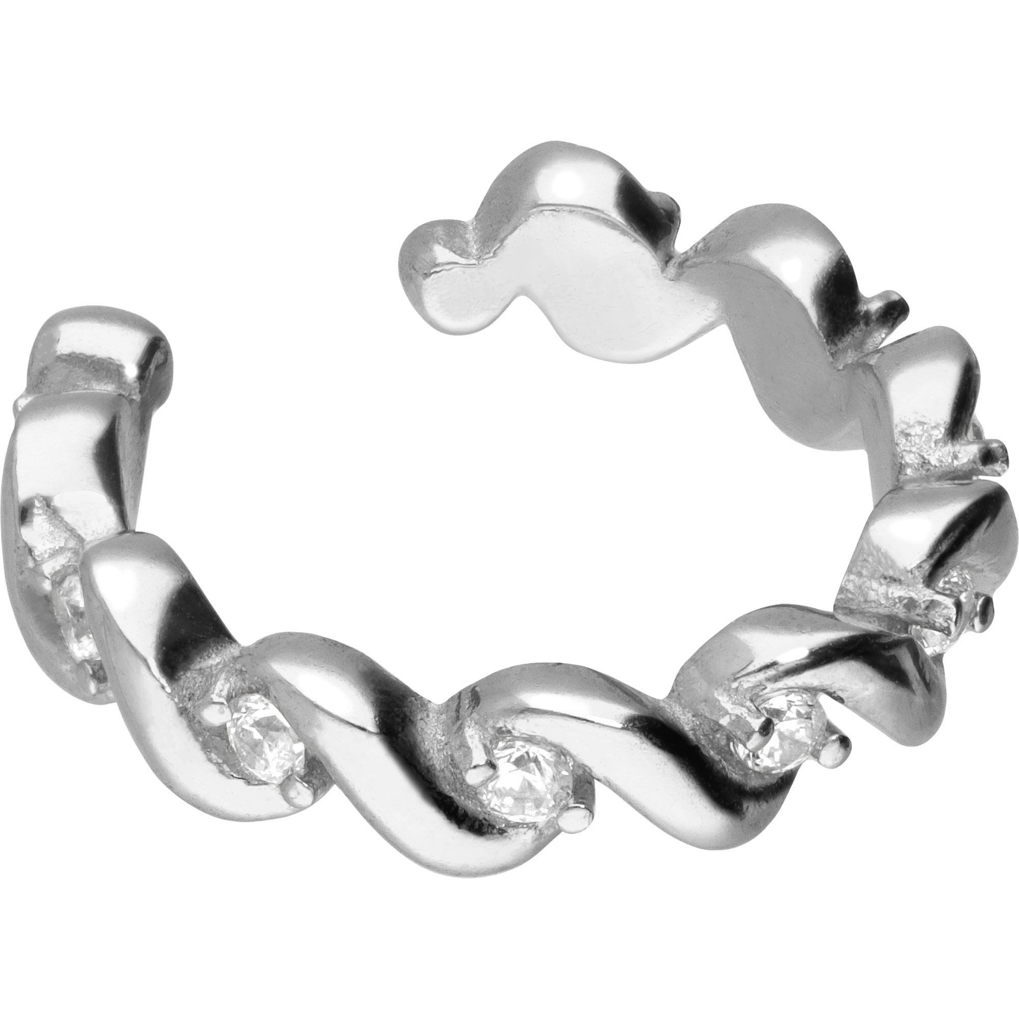 PIERCINGLINE Fake-Spirale Chirurgenstahl Fake Ohrring GEFLOCHTEN + EINGEFASSTE KRISTALLE (Fake Piercing-Ringe, 1-tlg)