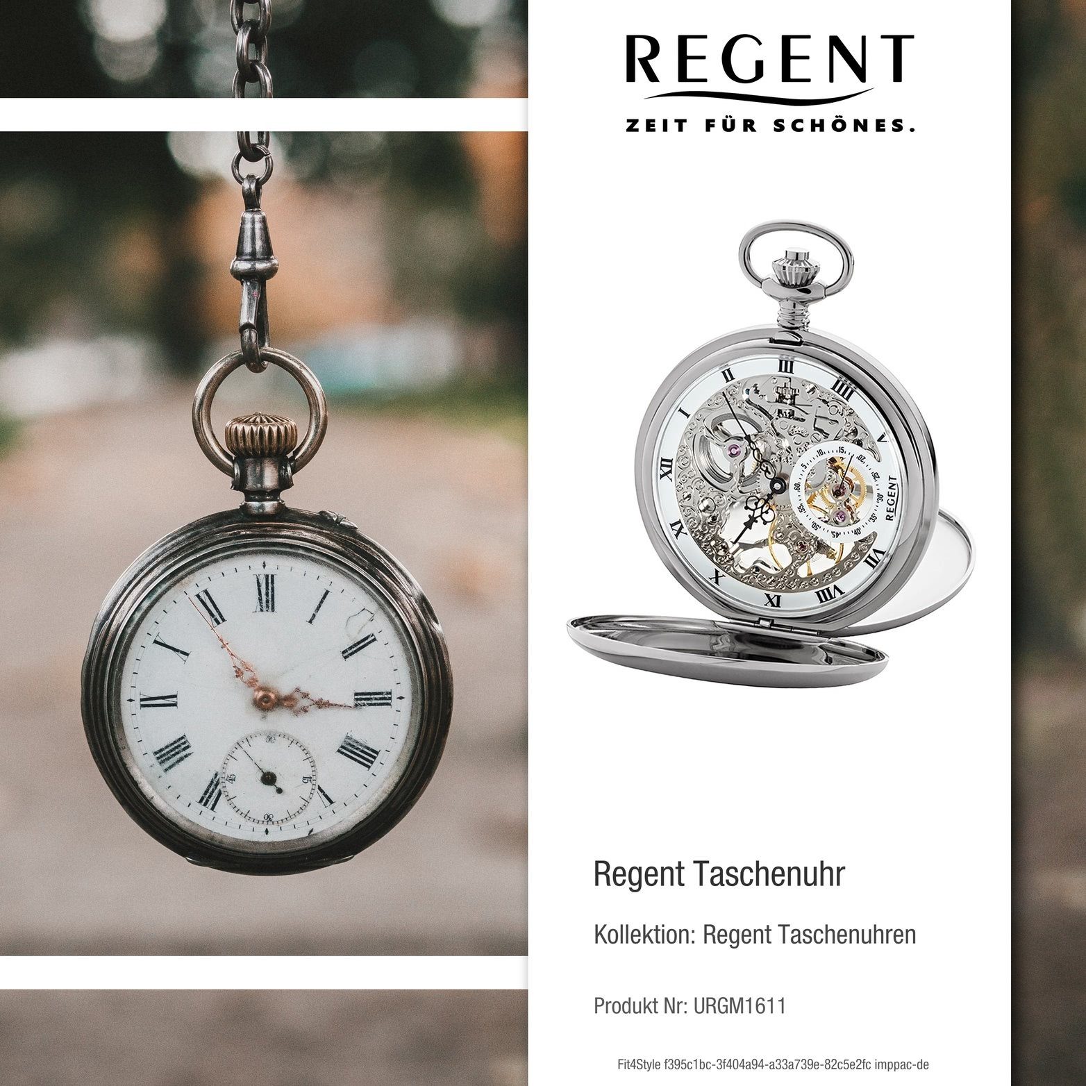 Regent Taschenuhr Regent Herren Uhr rundes weiß Herrenuhr, groß 53mm), (Analoguhr), GM1611 (ca. Gehäuse, Armbanduhr