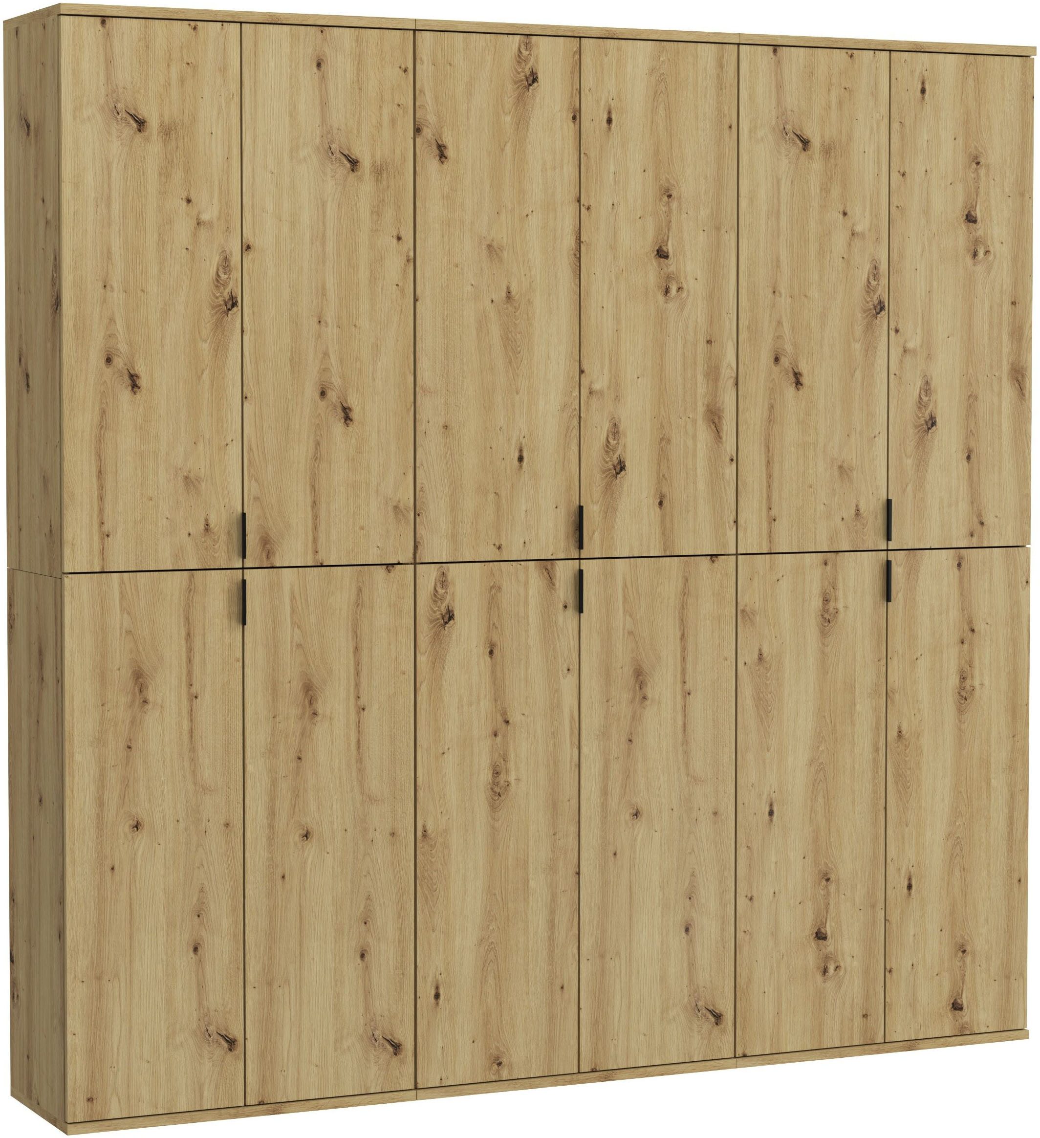 Home affaire Garderoben-Set Trondheim, Breite 183 cm, best. aus 3 Schränken, 12 Türen, 27 Fächer, (Set, 3-St), inkl. ausziehbarer Kleiderstange, Garderobenschrank, Kleiderschrank