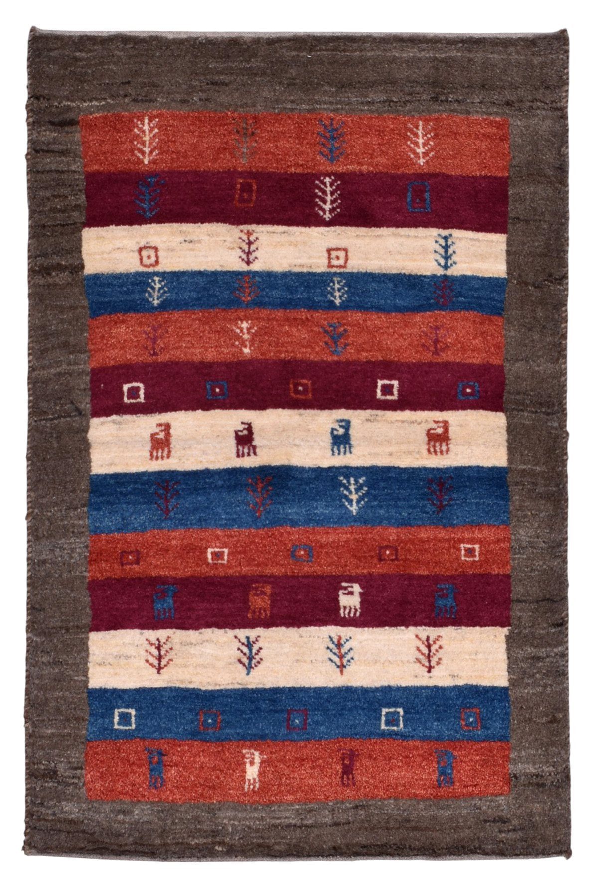 CABBEL Orientteppich Gabbeh Perserteppich 118x78 cm handgeknüpft Rot Terrakotta Wolle, rechteckig, Höhe: 15 mm, Handgeknüpft, Flor aus Wolle, Kette aus Baumwolle, Gabbeh-Motive