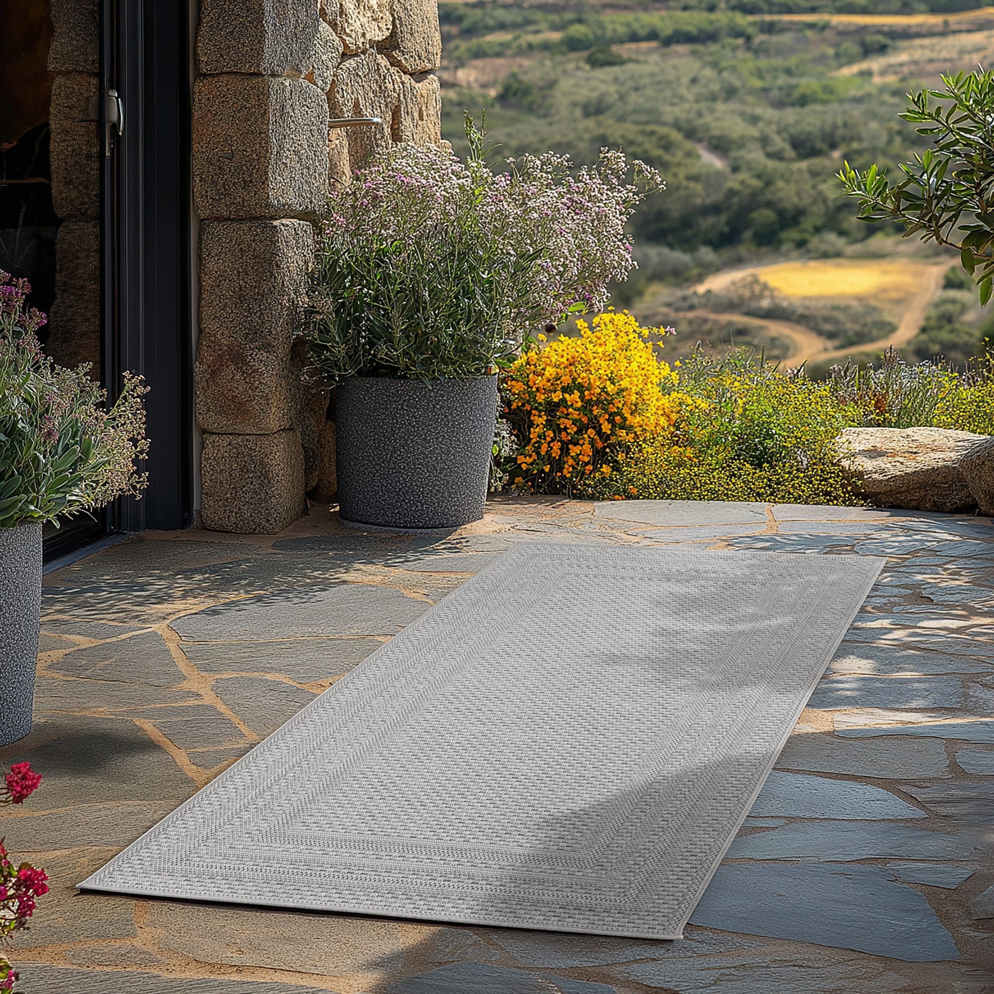 Teppium Teppich Schlichter Flatweave Teppich mit Rahmen, Rechteckig, Höhe: günstig online kaufen
