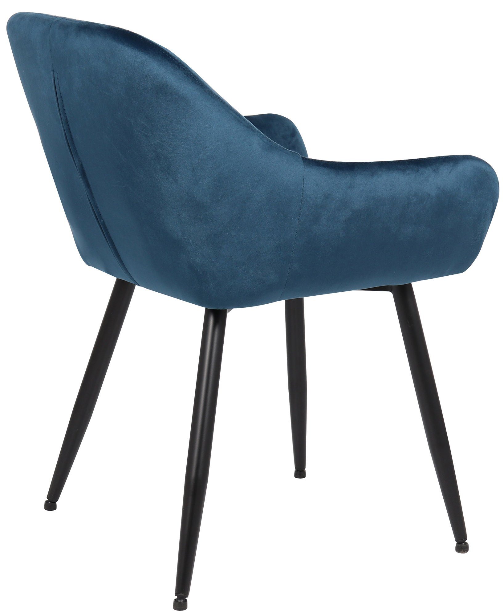 TPFLiving Besucherstuhl Emil - (Küchenstuhl schwarz - gepolsterter Metall matt Wohnzimmerstuhl), blau Konferenzstuhl Gestell: mit - Sitzfläche - Samt Sitzfläche: hochwertig Esszimmerstuhl