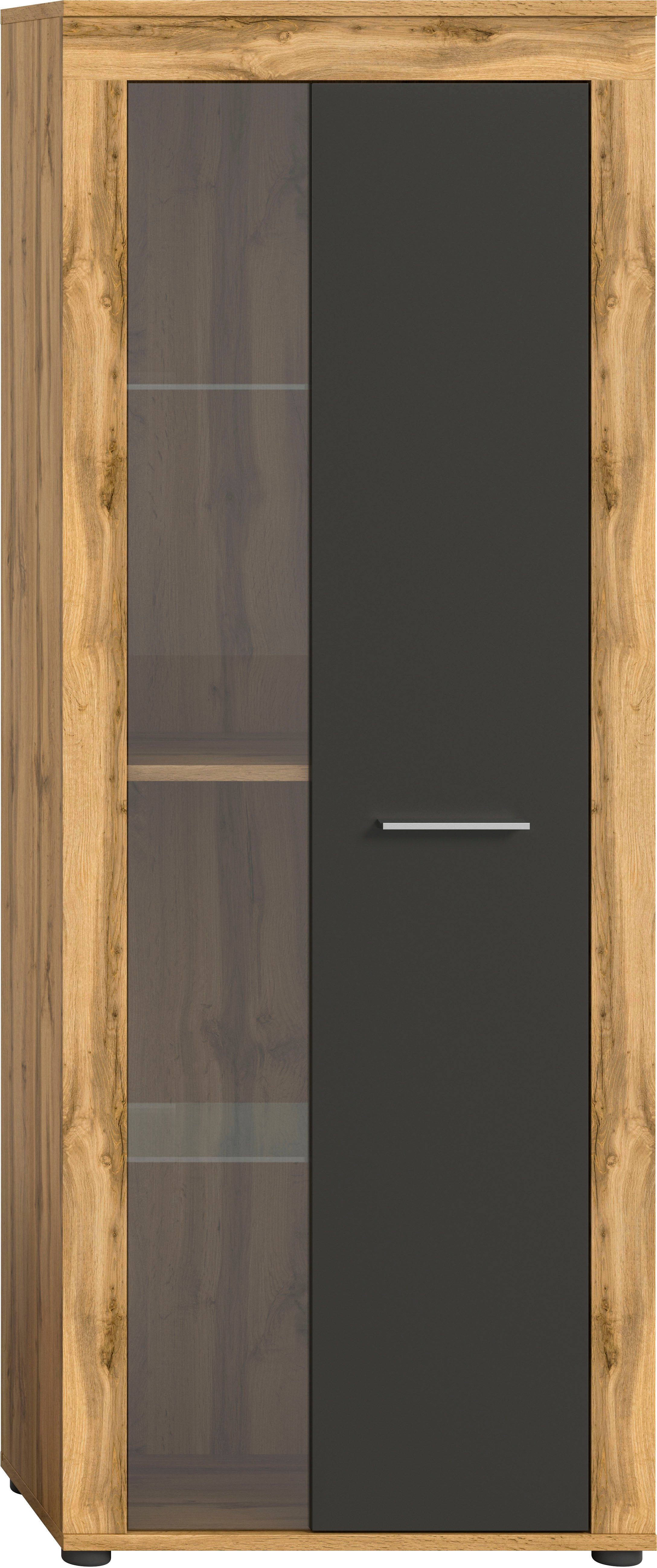 Home affaire Vitrine AOSTA, TOPSELLER!, Höhe 159 cm, 1 Tür (li/re), 2 Glasböden, 4 Fächer (in verschiedenen Farbausführungen, individuell kombinierbar) Standvitrine, Glasvitrine, Showcase, Vitrinenschrank, Wohnzimmer