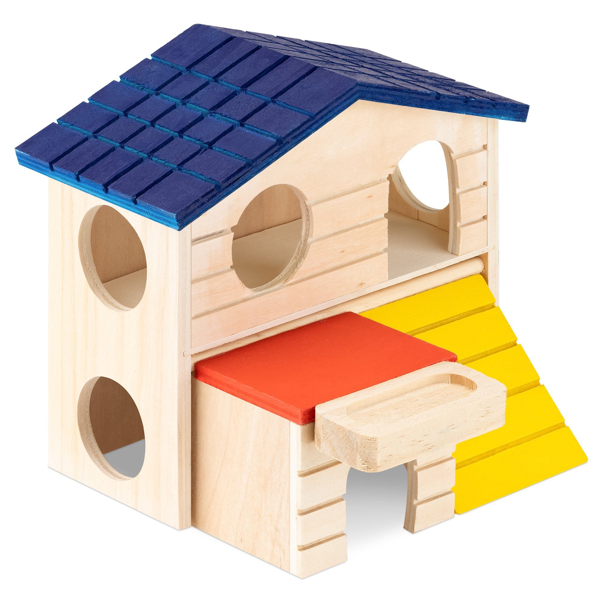 Tierhaus Hamster Haus aus Holz bunt - 2 Etagen Spielhaus - Nager Häuschen