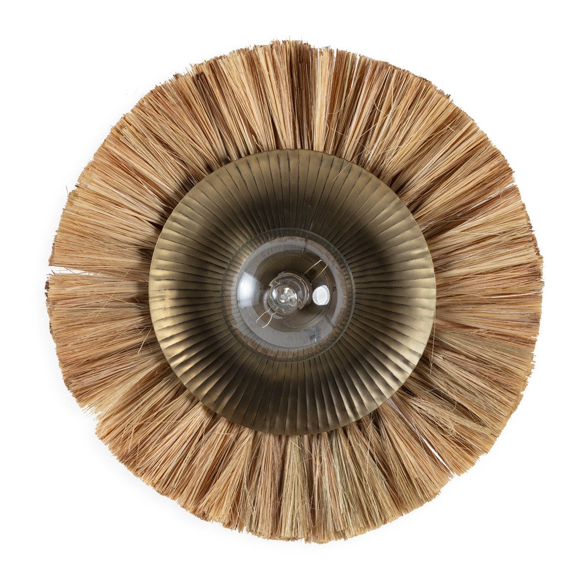 Cosy Home Ideas Wandleuchte Wandlampe rund Seegras Metall Bronzeoptik Boho, ohne Leuchtmittel, runde Lampe mit Naturfasern im Boho Style
