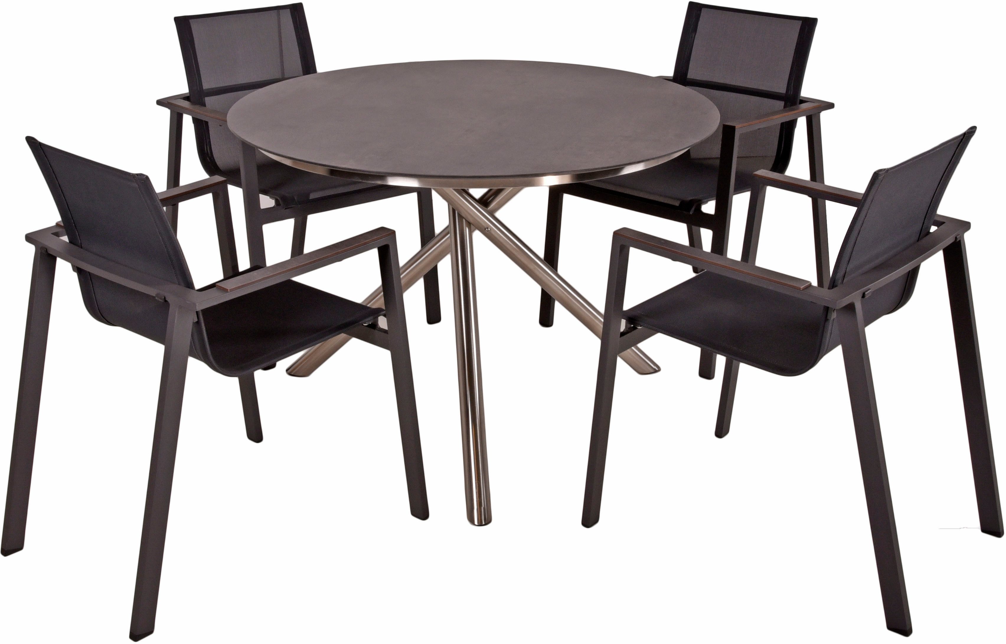 Garden Pleasure Garten-Essgruppe, Tischgruppe »SOPHIA«, (Set, 5-tlg), 4 Stühle (stapelbar), Tisch Ø110 cm