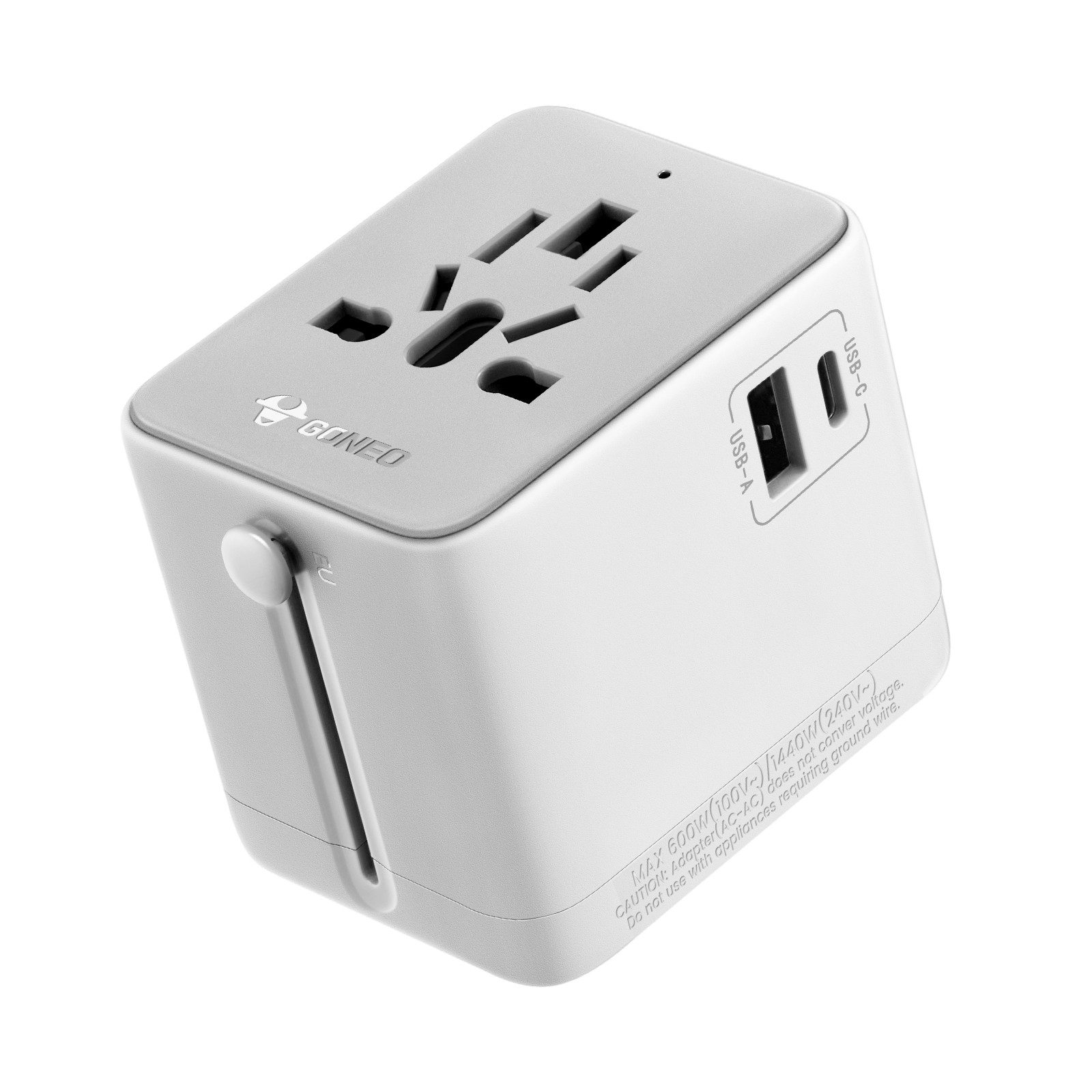 GONEO Reisestecker adapter weltweit, Universal Reiseadapter AC Buchse, USB A, USB C, Typ A Buchse zu US Plug(Typ A), UK Plug (Typ G), EU Plug (Typ C), AUS Plug (Typ I), Automatische Rückstellung-Keine Sicherung erforderlich, Travel Адаптери