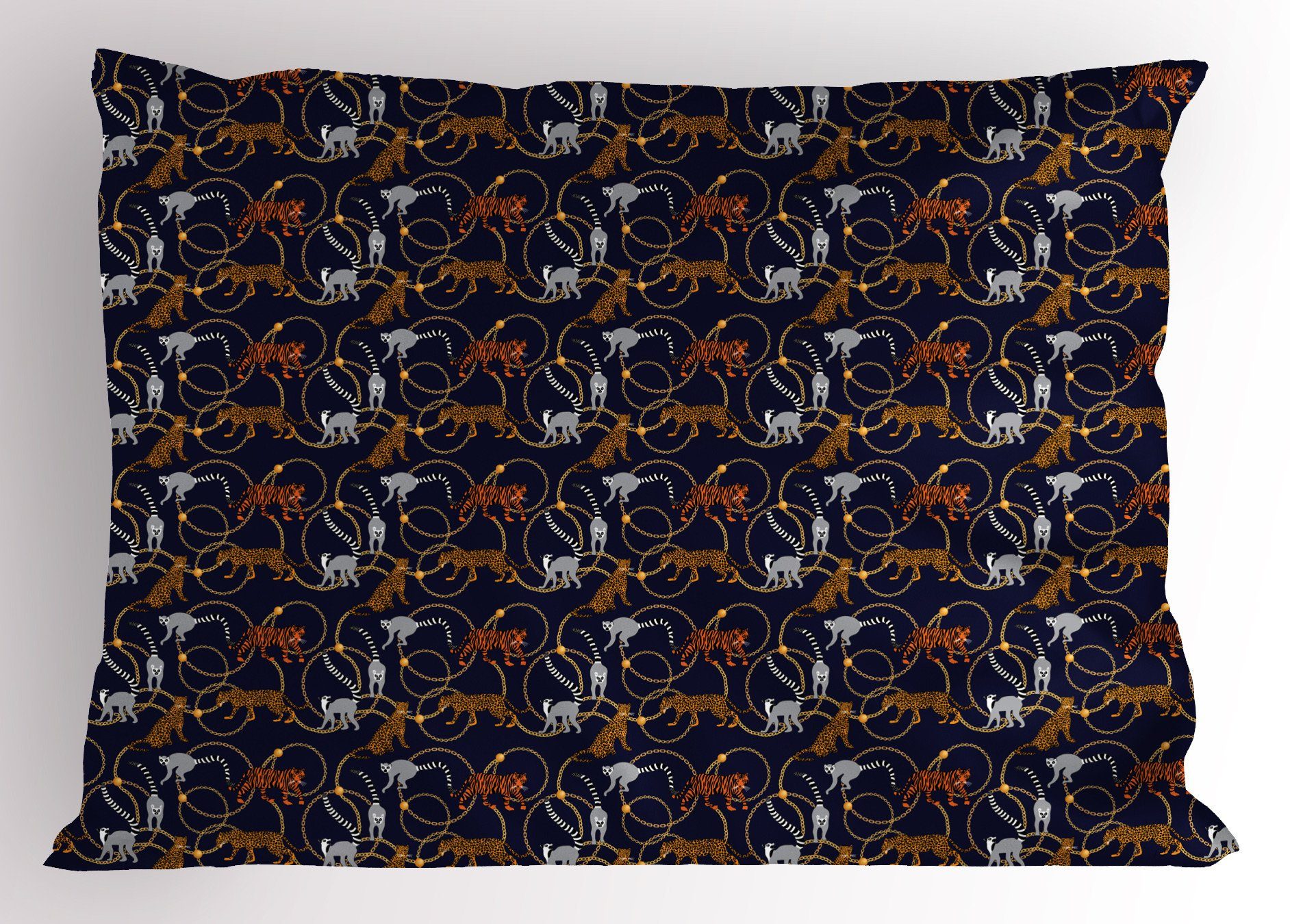 Kissenbezüge Dekorativer Standard King Size Gedruckter Kissenbezug, Abakuhaus (1 Stück), Lemur Tiger Leopard Ketten Exotische