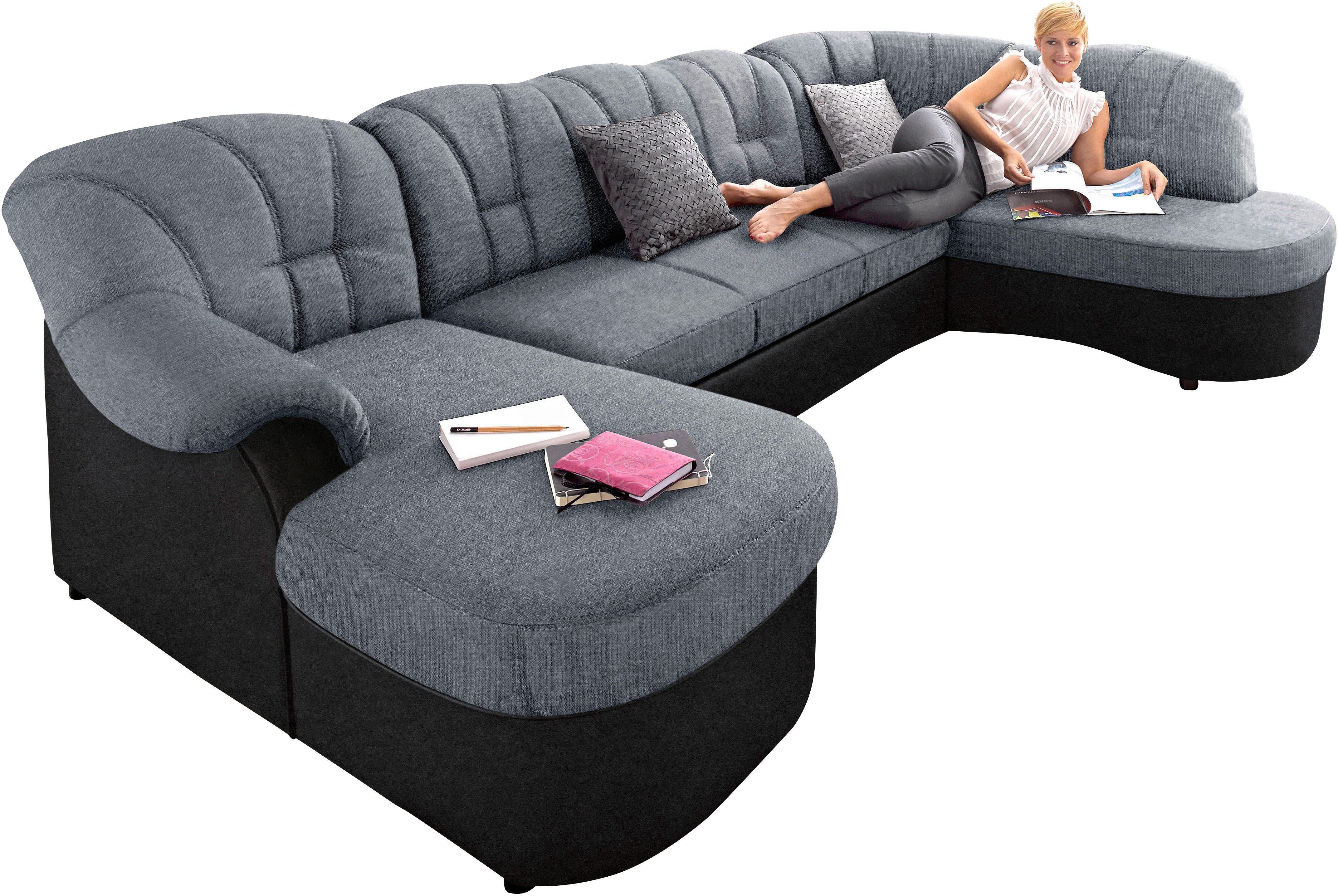 DOMO collection Wohnlandschaft FLORES 293x180x86 cm, hochwertig, komfortabel, U-Form, 3 Teile, wahlw. mit Bettfunktion, wahlw. mit Federkern, Unser Dauertiefpre – Bild 2 von 5