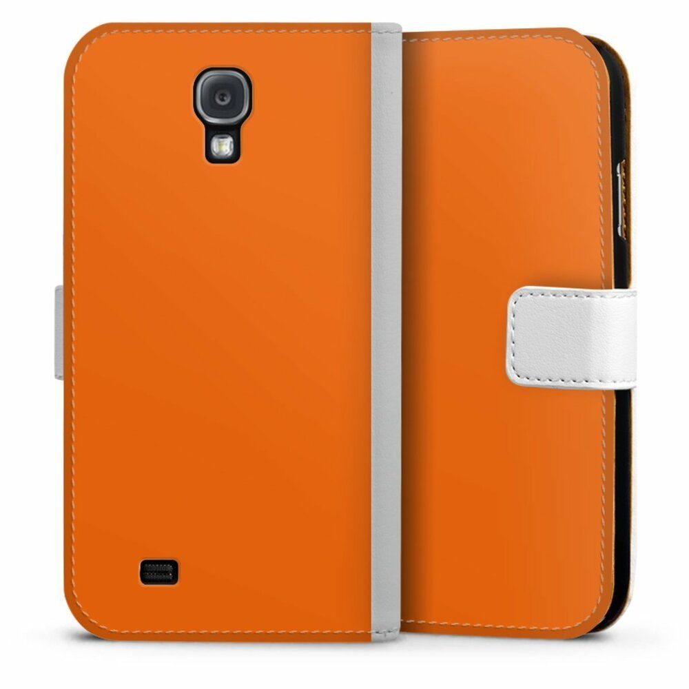 DeinDesign Handyhülle einfarbig orange Farbe Mandarine, Samsung Galaxy S4  Hülle Handy Flip Case Wallet Cover Handytasche Leder