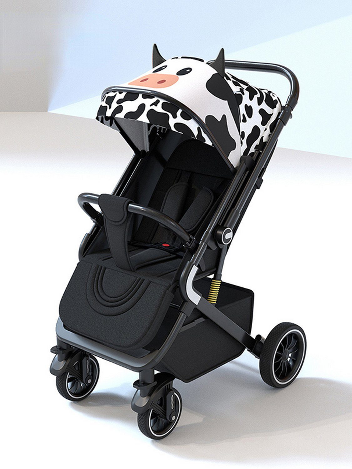 Babywanne Kinderwagen wendbare Babyschale, 5-Punkt-Sicherheitsgurt verstellbare Schwarz-Weiß TPFLiving Buggy Rückenlehne, Sonnenschutz, mit Kinder-Buggy