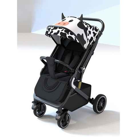 TPFLiving Kinder-Buggy Kinderwagen Buggy Babywanne 5-Punkt-Sicherheitsgurt mit Sonnenschutz, verstellbare Rückenlehne, wendbare Babyschale, Schwarz-Weiß