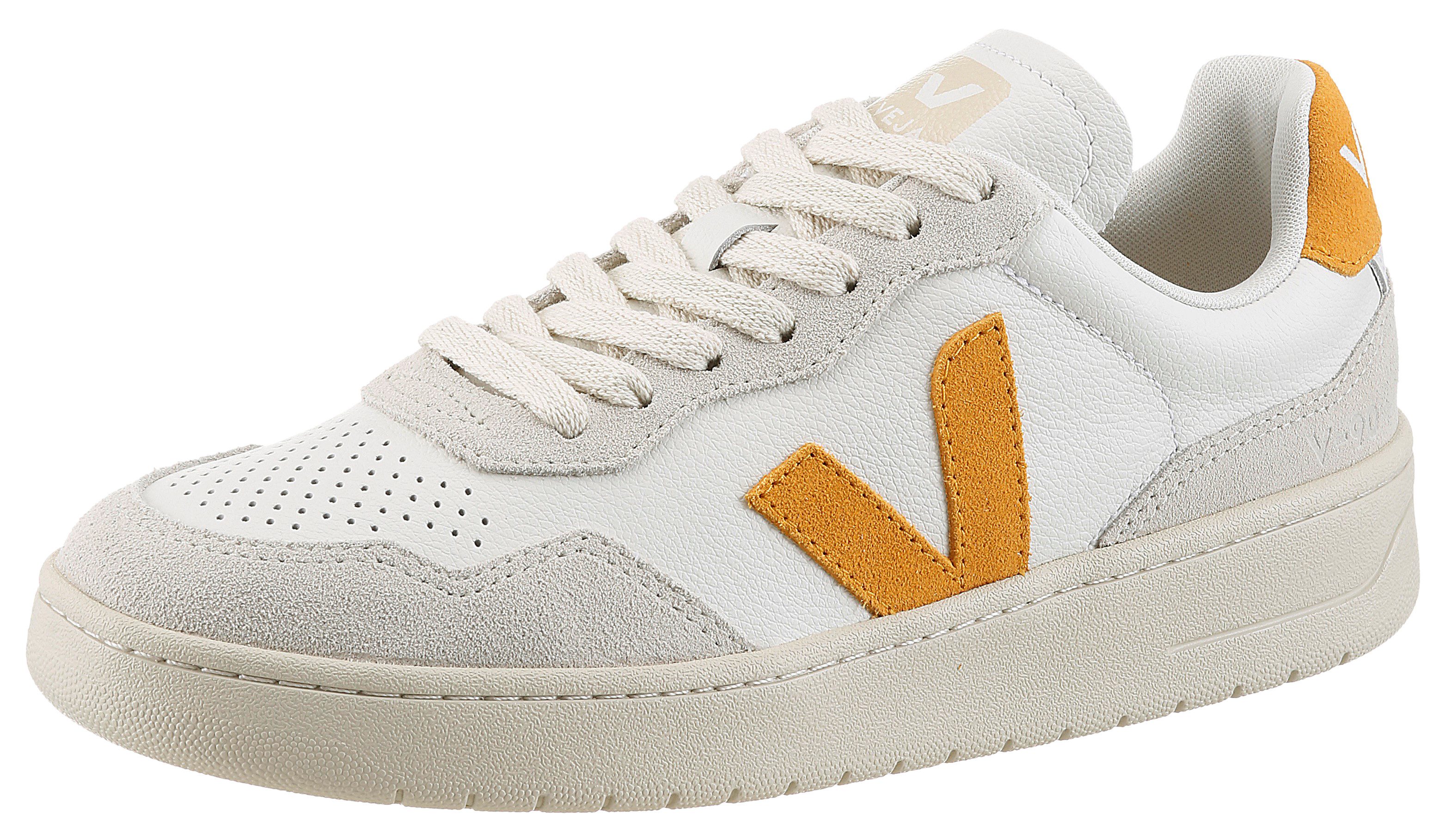 VEJA V-90 Sneaker Freizeitschuh, Halbschuh, Schnürschuh mit farbenfrohen Kontrastbesatz