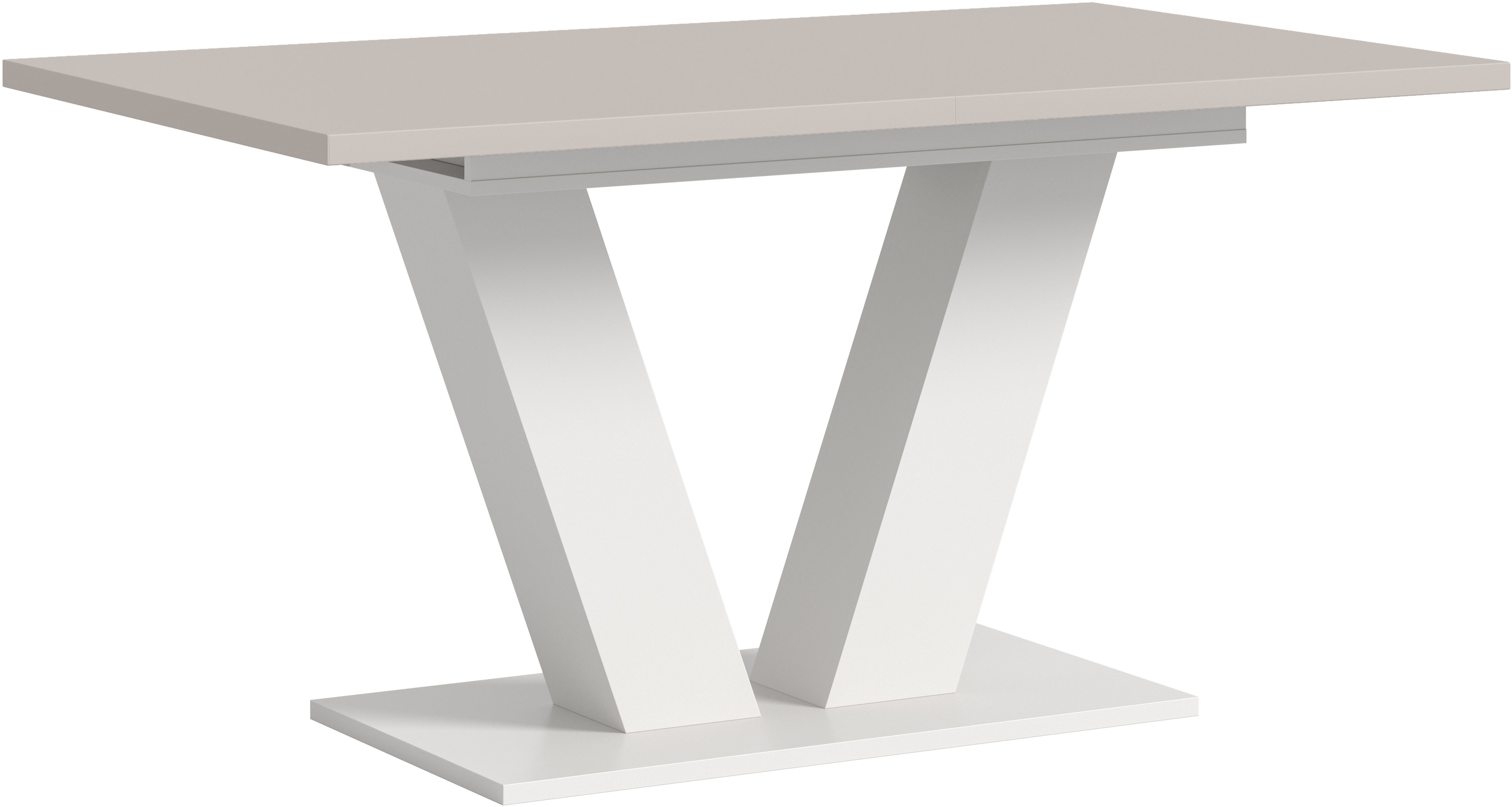 Home affaire Esstisch Motus, ausziehbar 150 -190 cm, inklusive 40 cm Einlegeplatte (Set, 1-St), V-Gestell mit Bodenplatte, Tisch, Küchentisch, Esszimmer, Küche