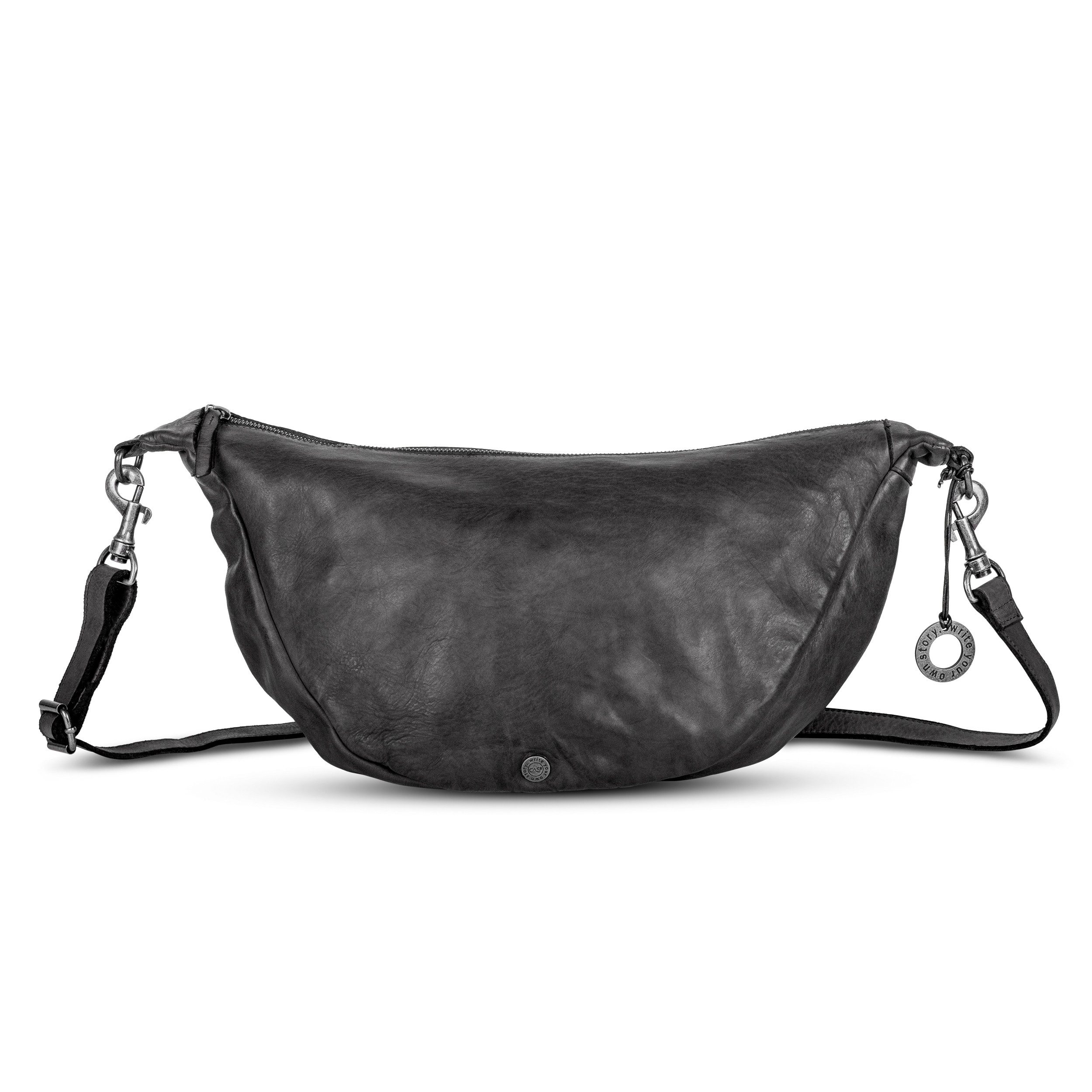 Cas8 Umhängetasche in halbmondform - Moonbag für Damen aus premium Leder
