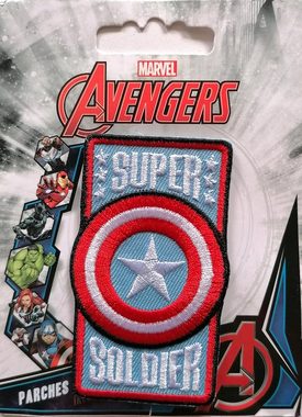 MARVEL Aufnäher Bügelbild, Aufbügler, Applikationen, Patches, Flicken, zum aufbügeln, Polyester, Avengers Captain America Super Soldier - Größe: 7,2 x 4,2 cm