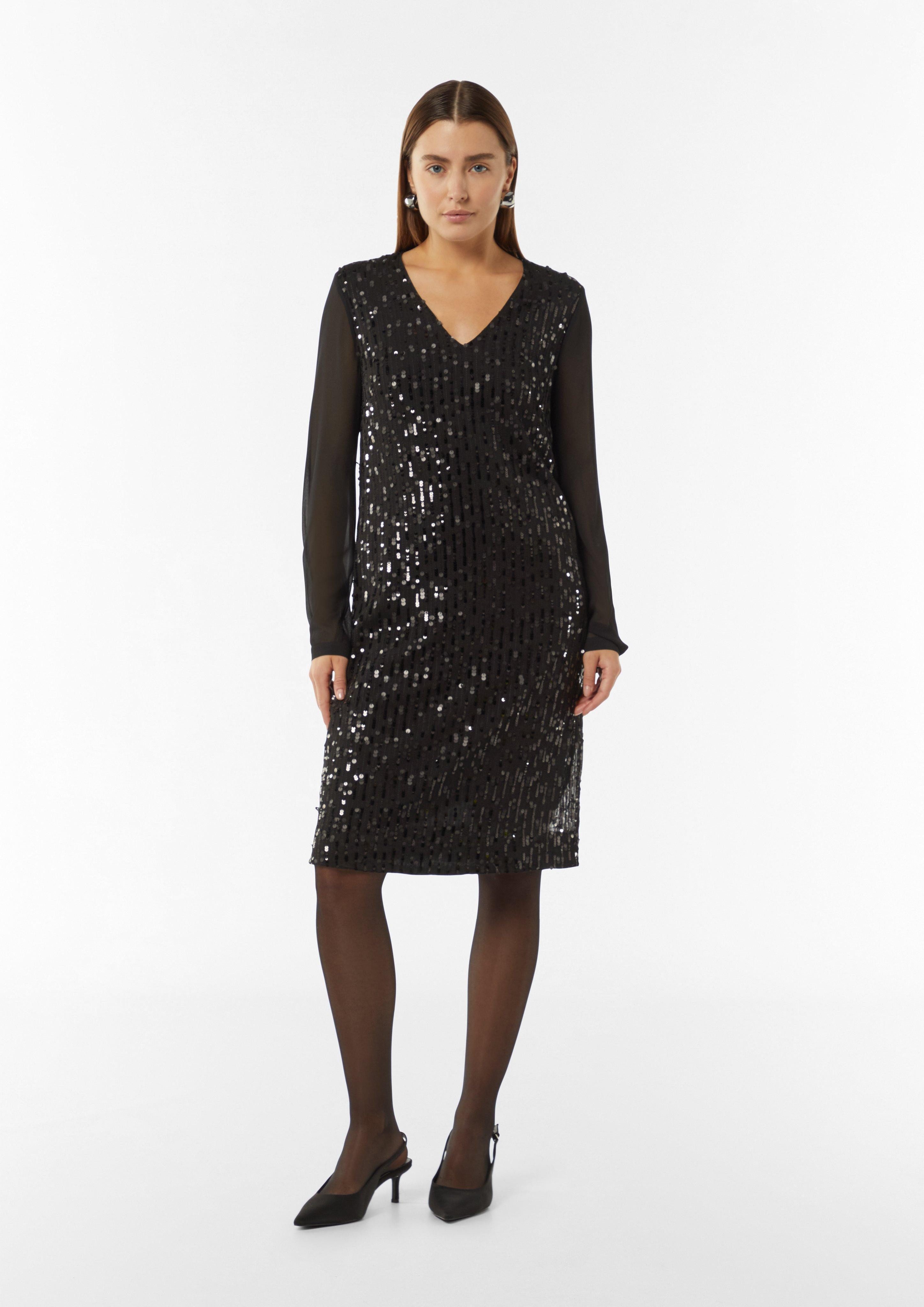 Minikleid Kurzes Paillettenkleid mit Chiffon-Ärmeln