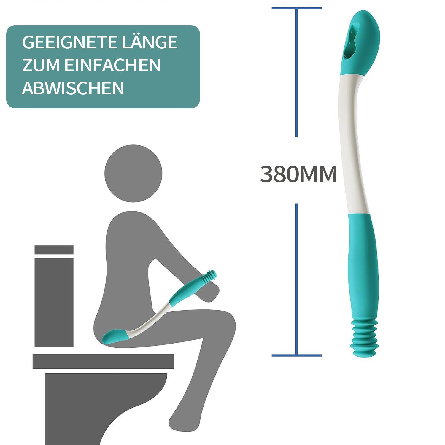Refttenw Haltegriff Toilettenhilfen zum Abwischen Des Gesäßes, WC-Hilfsmittel 38CM, Lange Reichweite, für Adipositas Menschen Behinderte Ältere