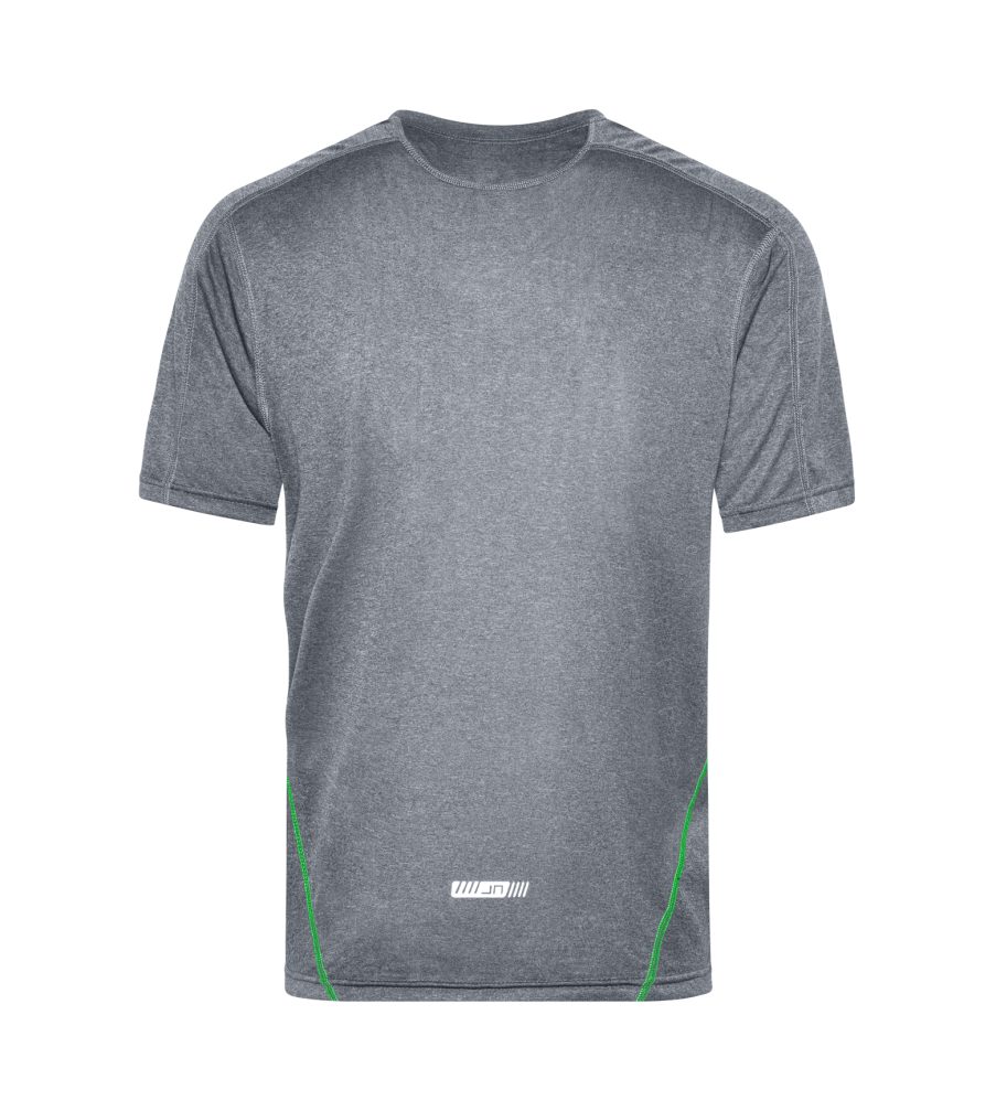 2er-Pack) Doppelpack und Herren T-Shirt Feuchtigkeitsregulierend James grey-melange/green JN472 Kurzarm & (Doppelpack, Nicholson Atmungsaktiv Laufshirt Laufshirt Running