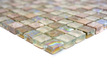 Mosani Mosaikfliesen Glasmosaik Naturstein Mosaikfliese hellbraun beige goldbraun