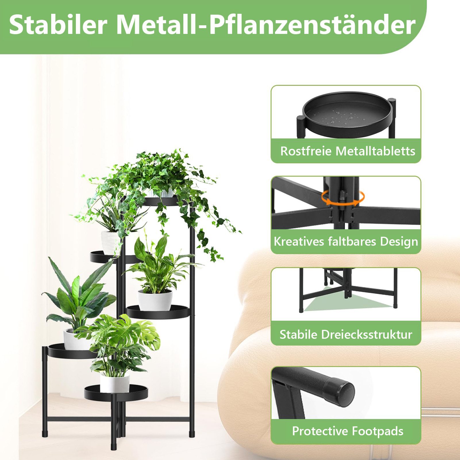 LMaxhome Blumenständer Metall Pflanzenregal Mehrstöckig Blumentreppe günstig online kaufen