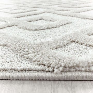 Designteppich Designerteppich Tokio hoch-tief Struktur Knoten weiß, TaraCarpet, rechteckig, Höhe: 20 mm, moderner scandi boho Knoten weiß Wohnzimmer Schlafzimmer Flur 080x150