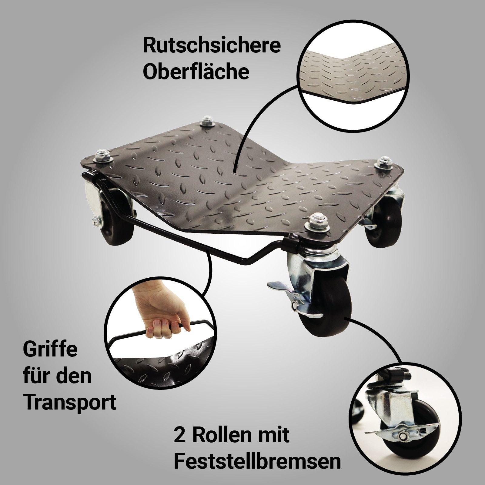 Bituxx Rangierwagenheber Rangierhilfe 680kg Schwarz, Spar-Set, 4-tlg., MS-19719 – Bild 2 von 5