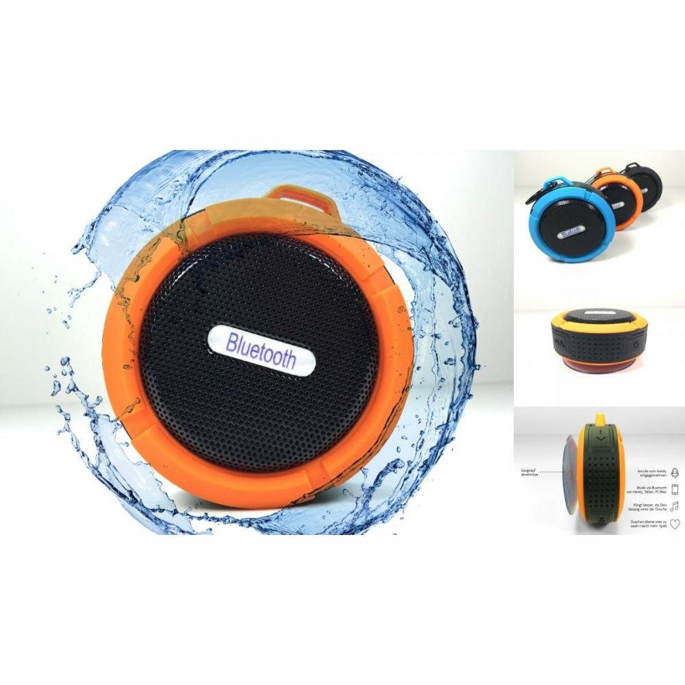 Bigbuy Bluetooth-Lautsprecher orange Mic Out Lautsprecher Wireless-Saug-Speaker Dusche für
