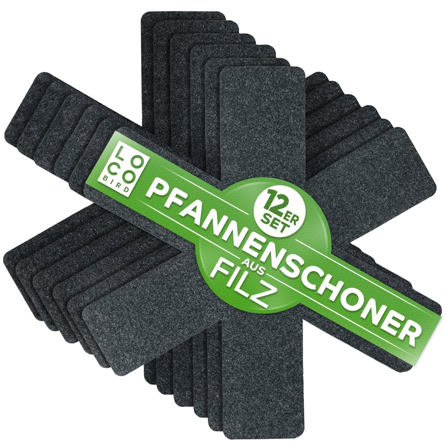 Sidorenko Pfannenschoner Pfannenschoner Filz - 12er Set - 38 cm - Pfannenschutz, Stapelschutz für perfekten Pfannen Schutz, 12-tlg., Topfschoner Anpassbare Größe
