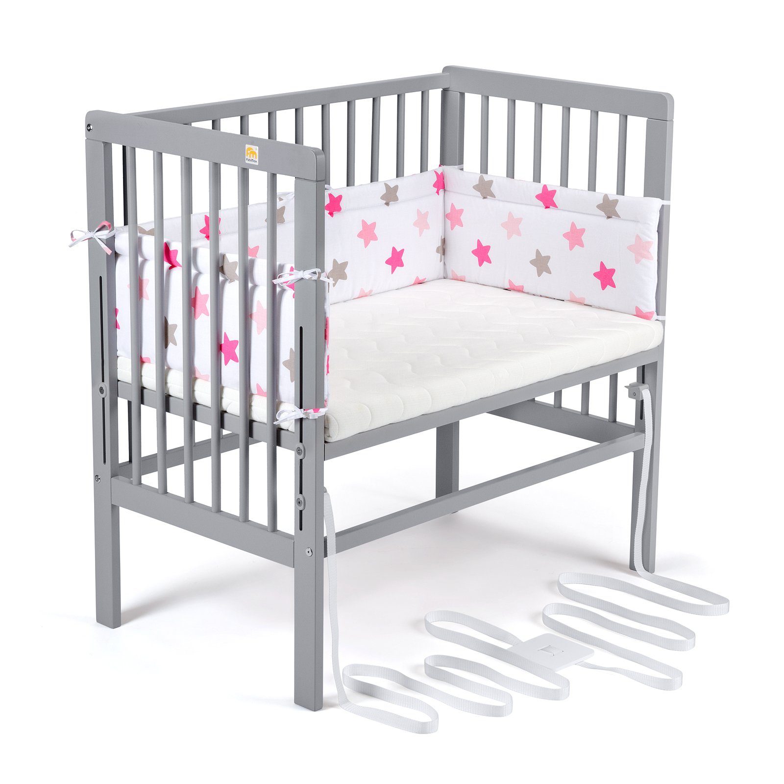 FabiMax Beistellbett Babybett Boxspring grau, 90 günstig online kaufen