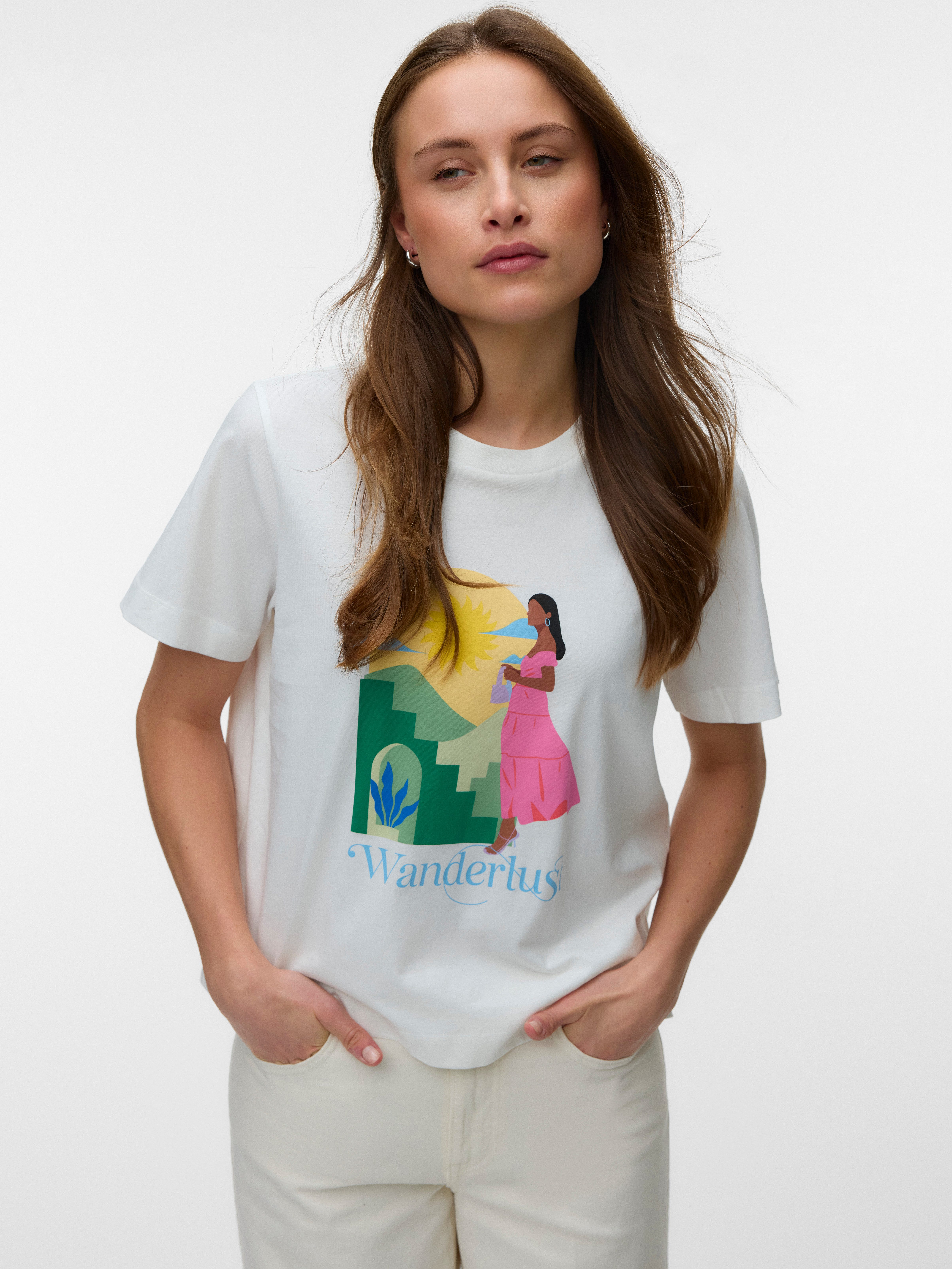 Vero Moda Kurzarmshirt VMSALLI METTE SS TOP BOX JRS Baumwolle, regular fit