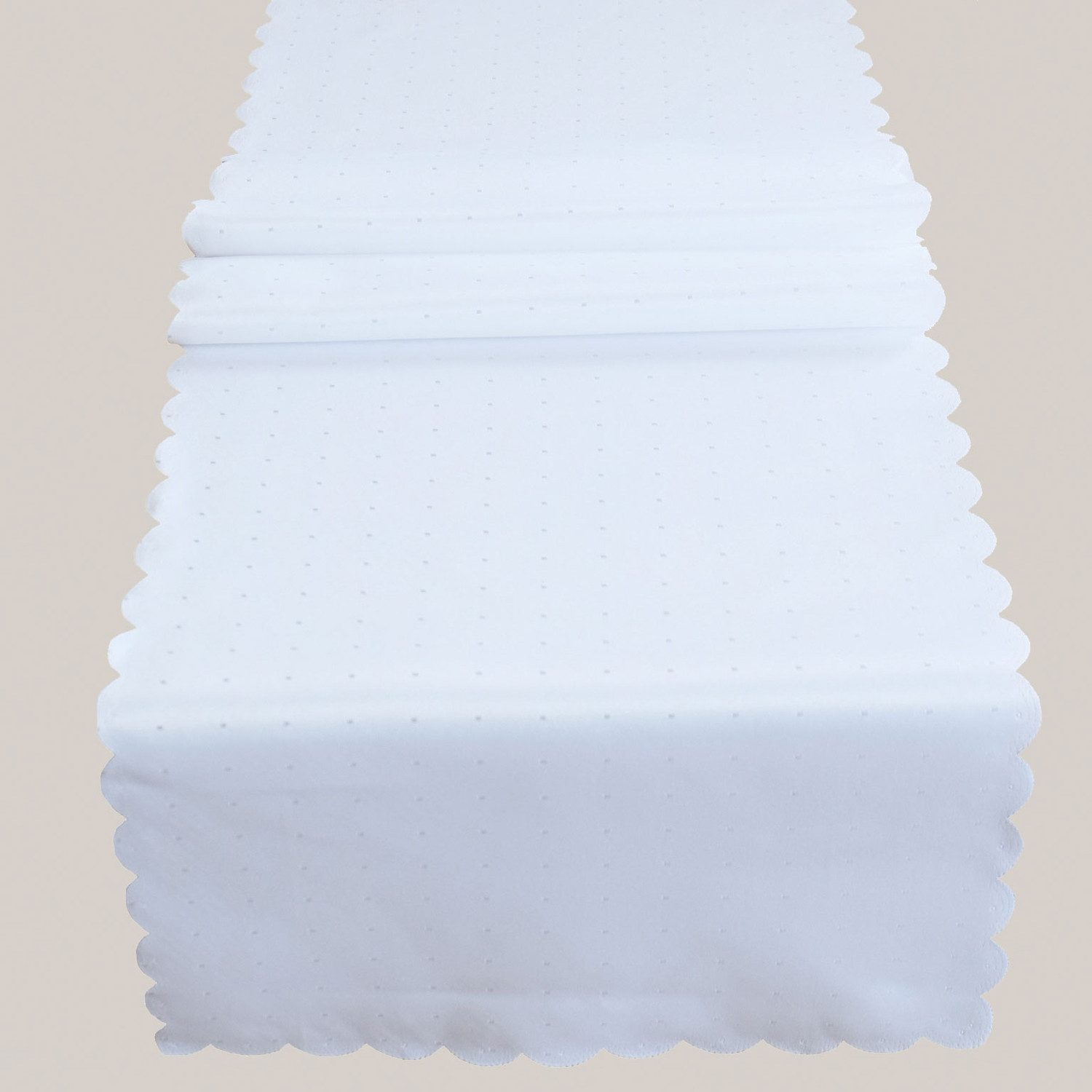 texpot Tischdecke Jacquard Punkte Tischläufer weiß (1-tlg)