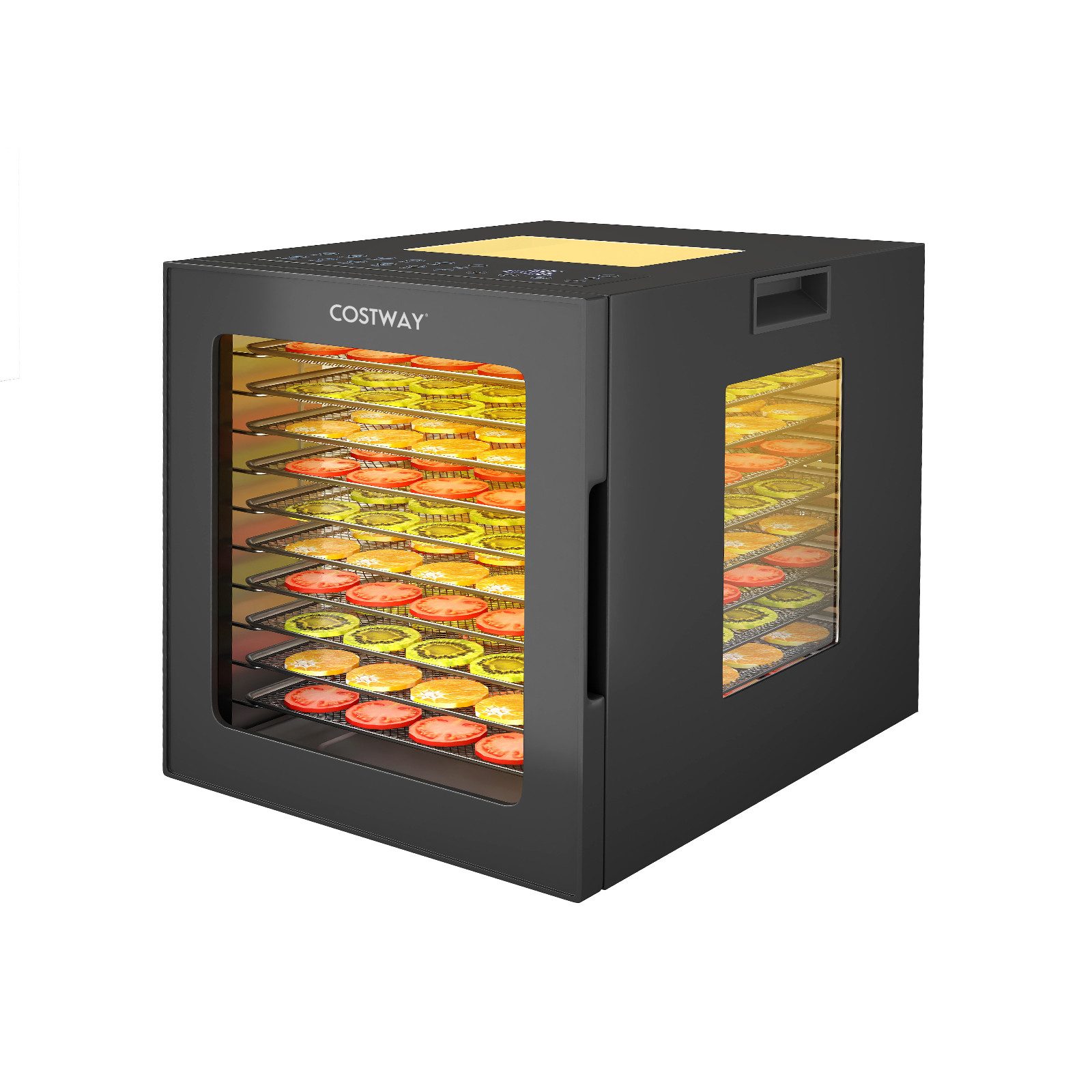 COSTWAY Dörrautomat 850 W, 10 Etagen, mit 10 Programmen & 48H Timer, 30-75℃