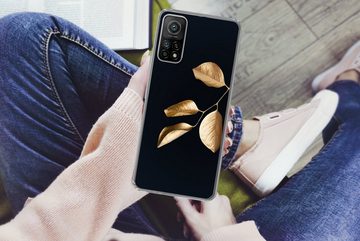 MuchoWow Handyhülle Blätter - Zweig - Gold - Luxus, Phone Case, Handyhülle Xiaomi Mi 10T, Silikon, Schutzhülle