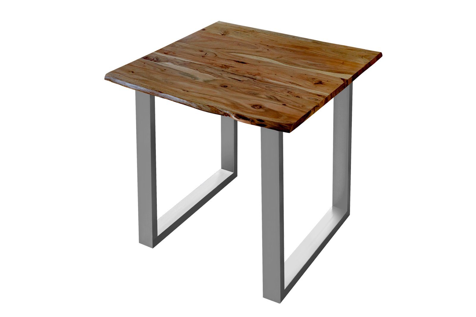 Lubin, Tischplatte Stärke Baumkante Silber Junado® | Massivholz, Baumkantentisch 26mm, Akazie natürliche Nussbaumfarben
